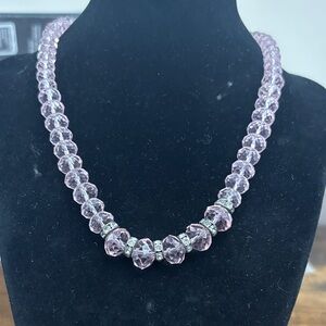 Sparkling Pink Crystal Necklace with Rhinestone Spacers